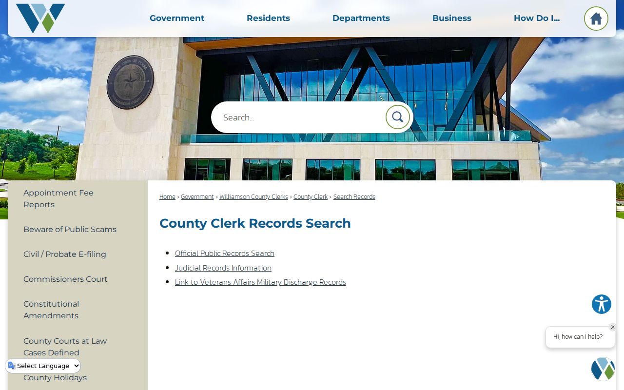 Brushy Creek residents directory Williamson County records portal