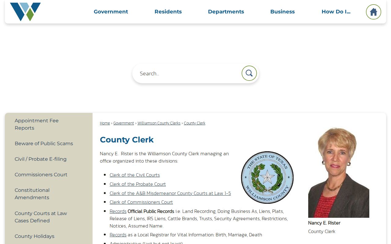 Brushy Creek residents directory Williamson County Clerk records page
